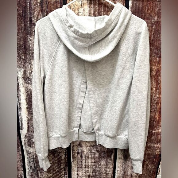 90 Degree By Reflex Gray Open-Back Workout Hoodie - Picture 3 of 5